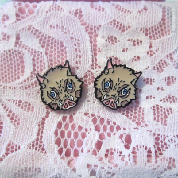 Inosuke Mask Earrings~Hypoallergenic - Picture 3 of 3